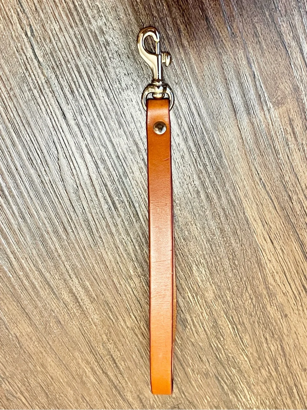 Dooney & Bourke Cognac Leather Key Fob with Silver Hardware